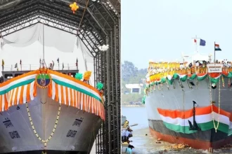 Two new Nilgiri-class frigates commissioned in the Indian Navy from two different shipbuilders at the same time