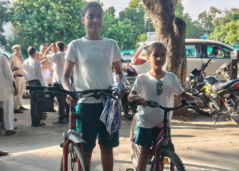 Savi and Bhavya, two kids from Jaipur, pedal 300 km to New Delhi for PM’s help in saving their forest land