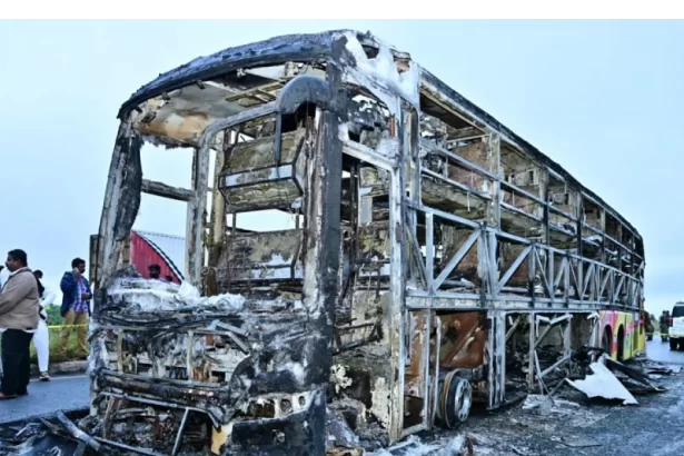 Kurnool bus tragedy caused 20 casualties, as the bus burnt to flames