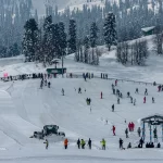 Fresh snowfall received in Gulmarg, as the valley is adorned in a white-blanket