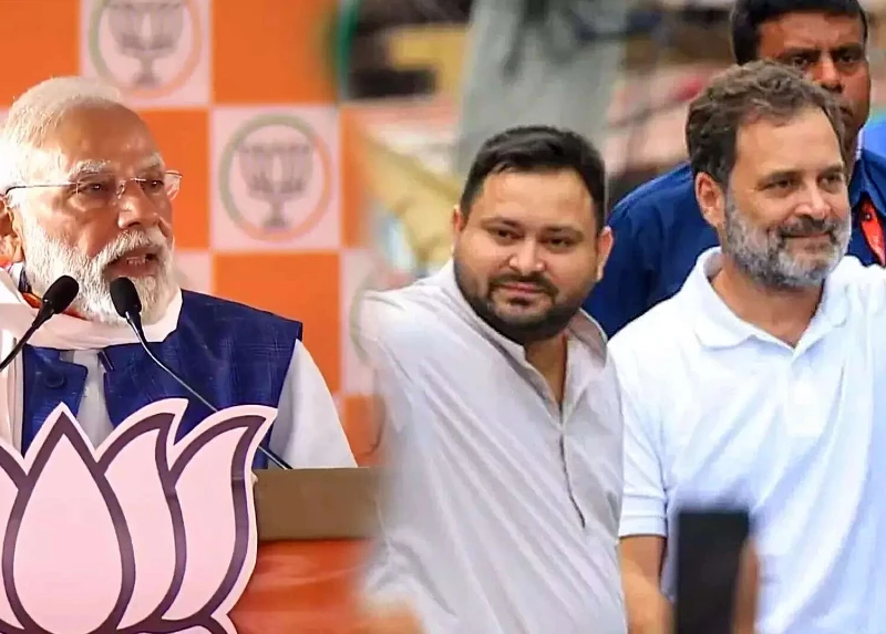 PM Modi takes a sharp jibe at the RJD-Congress alliance during a rally in Bhojpur