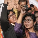 People protested before the Delhi High Court against the suspension of Sengar's prison sentence