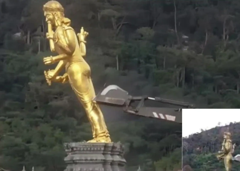 A 100-meter Vishnu statue demolished in Cambodia